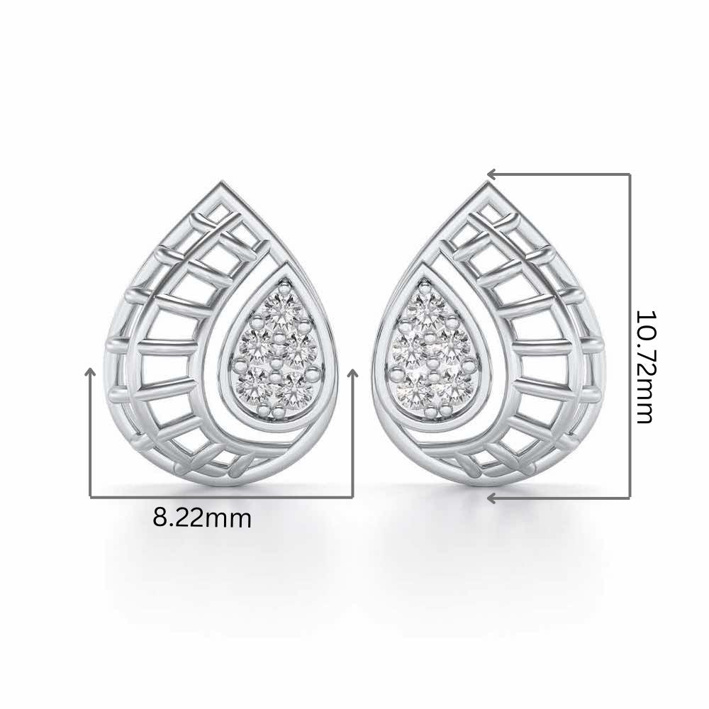 Meshed Drop Silver Earrings - White Gold - Image 2