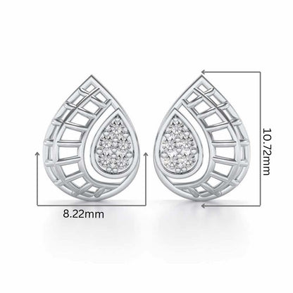 Meshed Drop Silver Earrings - White Gold - Image 2