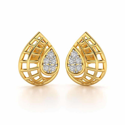 Meshed Drop Silver Earrings - Yellow Gold - Image 1