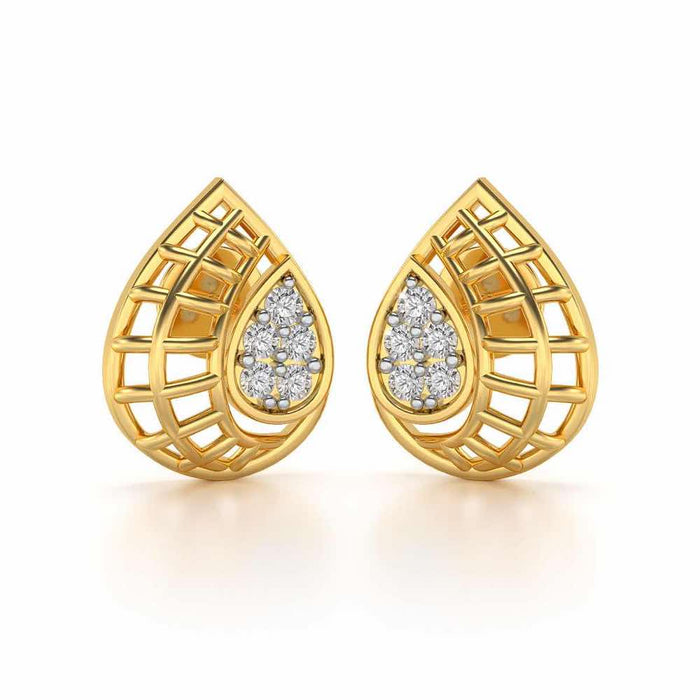 Meshed Drop Silver Earrings - Yellow Gold - Image 1