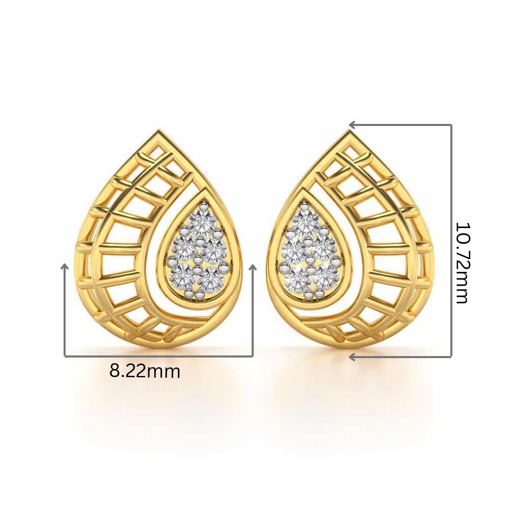 Meshed Drop Silver Earrings - Yellow Gold - Image 2