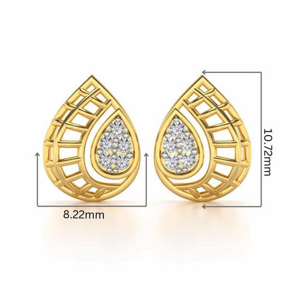 Meshed Drop Silver Earrings - Yellow Gold - Image 2