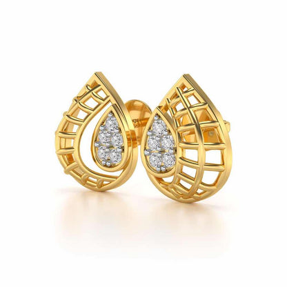 Meshed Drop Silver Earrings - Yellow Gold - Image 3