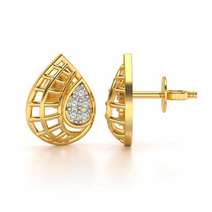 Meshed Drop Silver Earrings - Yellow Gold - Image 4
