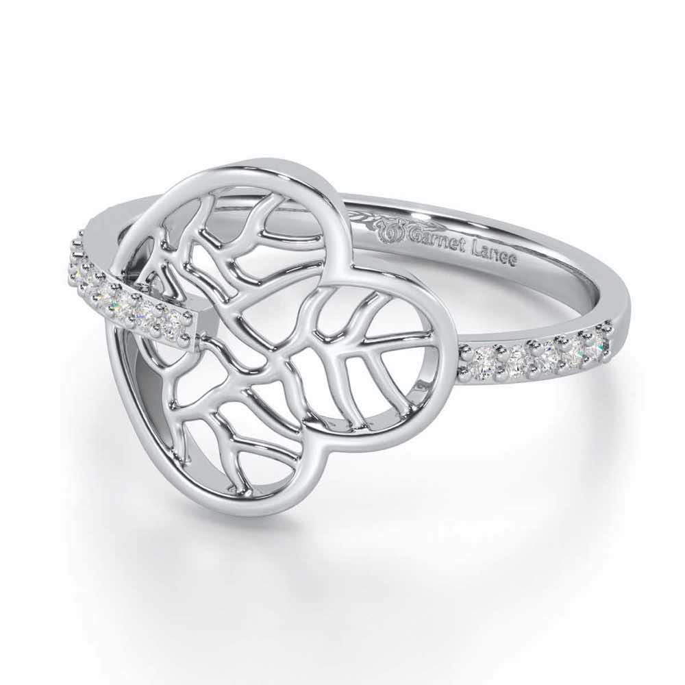Meshed Luck Silver Ring - White Gold - Image 2