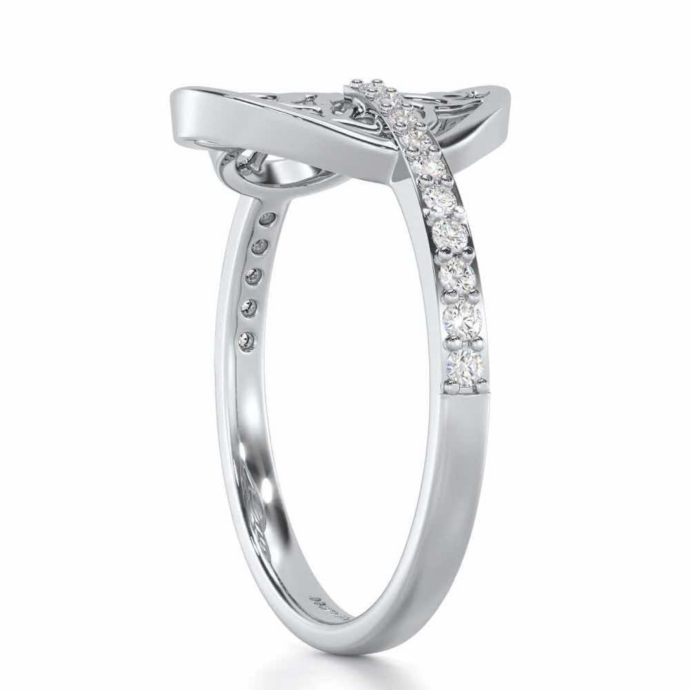 Meshed Luck Silver Ring - White Gold - Image 3