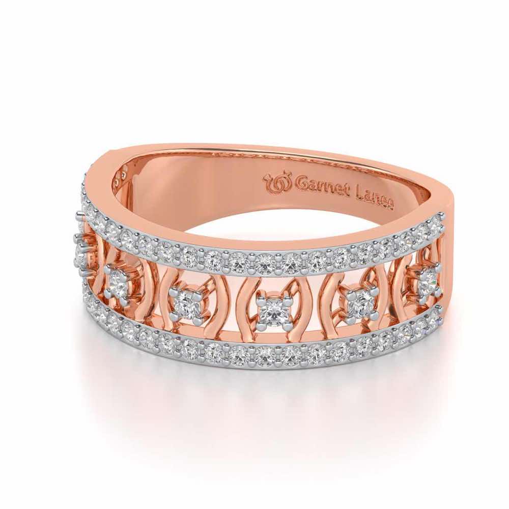 Mez-Shine Silver Band Ring - Rose Gold - Image 2