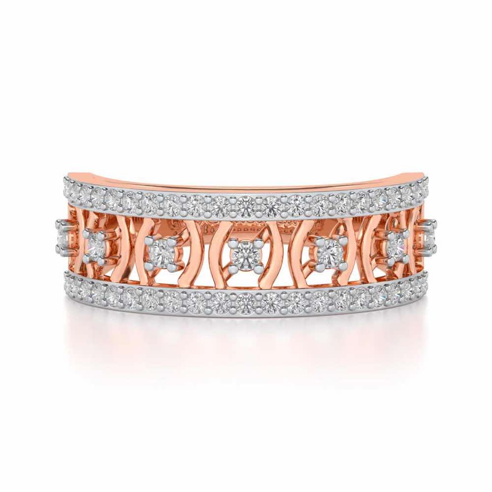 Mez-Shine Silver Band Ring - Rose Gold - Image 4
