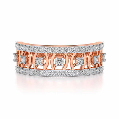 Mez-Shine Silver Band Ring - Rose Gold - Image 4