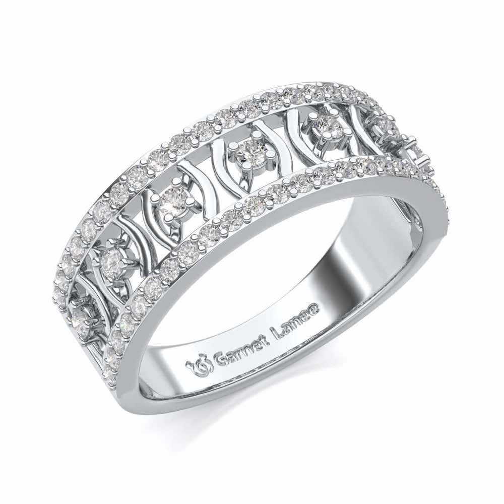 Mez-Shine Silver Band Ring - White Gold - Image 1