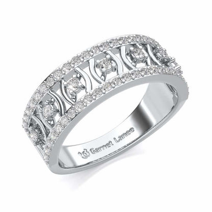 Mez-Shine Silver Band Ring - White Gold - Image 1