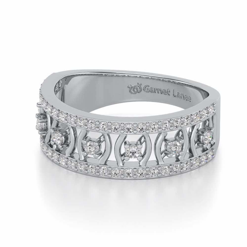 Mez-Shine Silver Band Ring - White Gold - Image 2