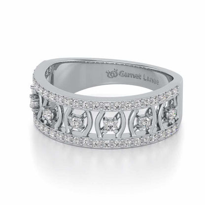 Mez-Shine Silver Band Ring - White Gold - Image 2