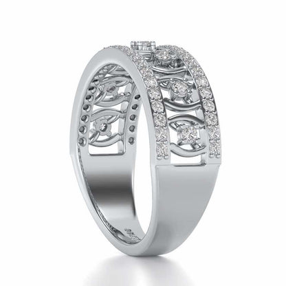 Mez-Shine Silver Band Ring - White Gold - Image 3