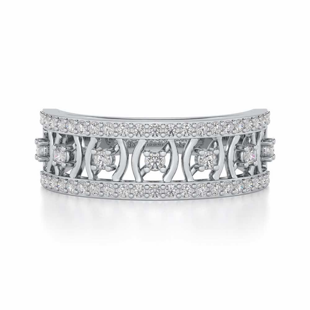 Mez-Shine Silver Band Ring - White Gold - Image 4