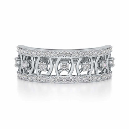 Mez-Shine Silver Band Ring - White Gold - Image 4