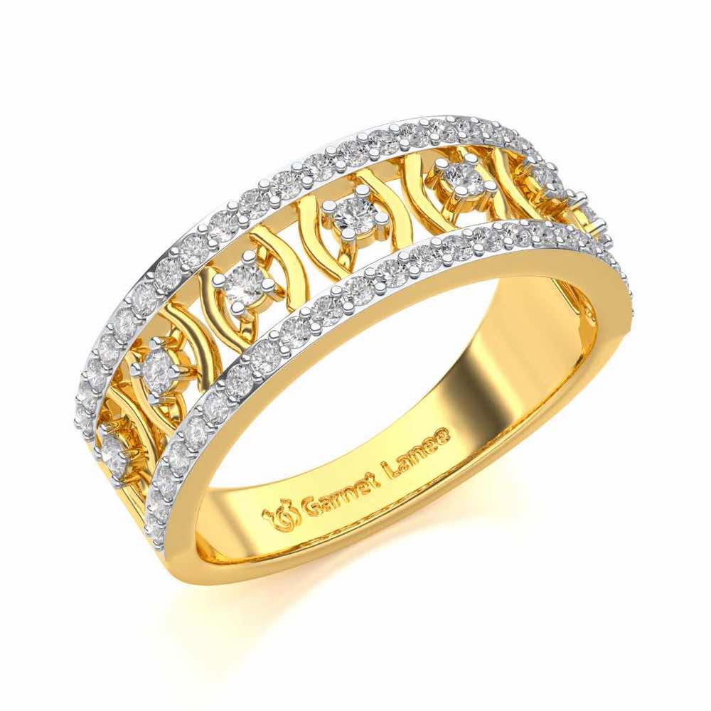 Mez-Shine Silver Band Ring - Yellow Gold - Image 1