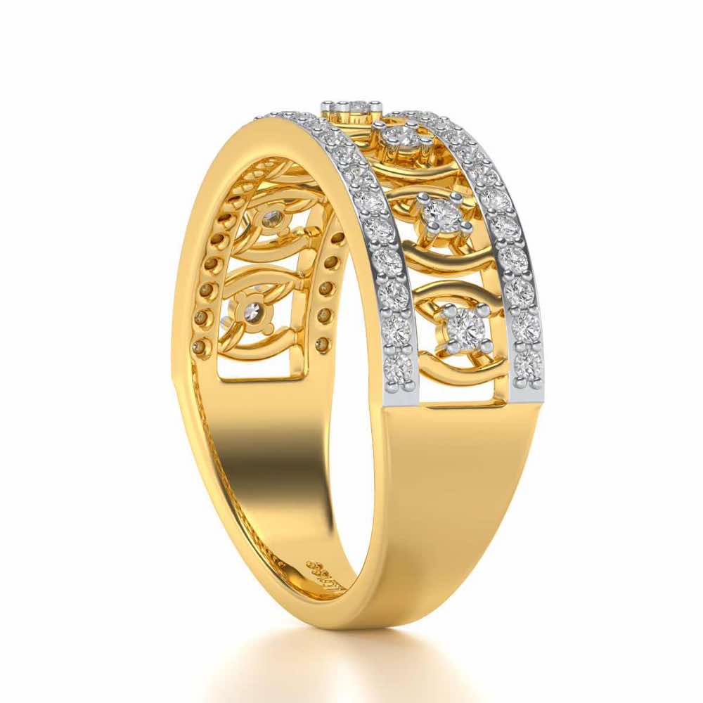 Mez-Shine Silver Band Ring - Yellow Gold - Image 3