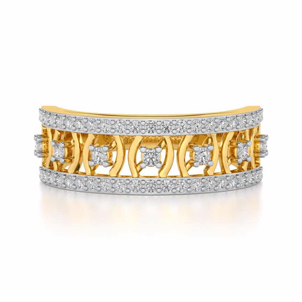 Mez-Shine Silver Band Ring - Yellow Gold - Image 4