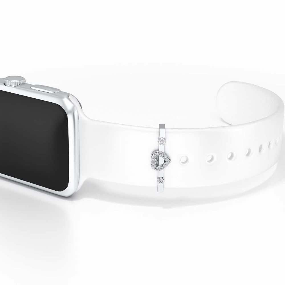 Mid Heart Silver Watch Band - White Gold - Image 1
