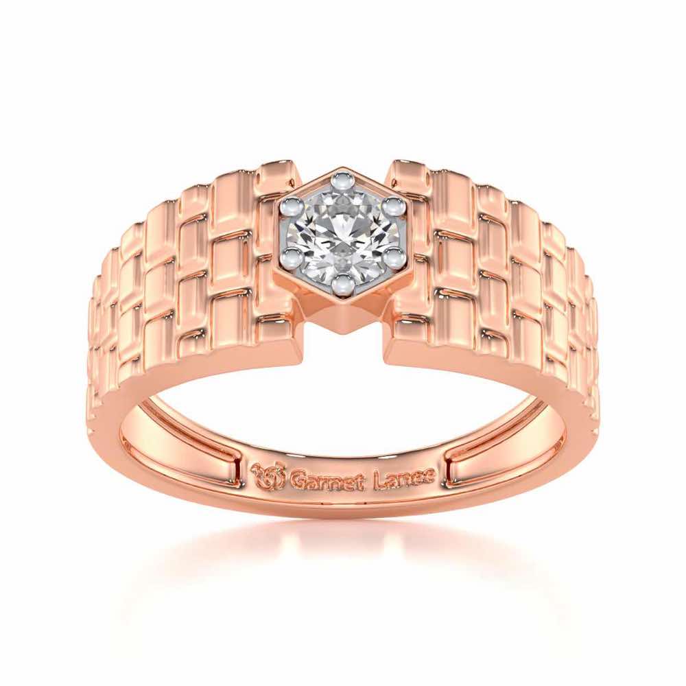 Midnight Blaze Solitaire Ring For Men - Rose Gold - Image 2