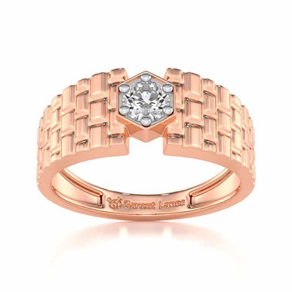 Midnight Blaze Solitaire Ring For Men - Rose Gold - Image 2