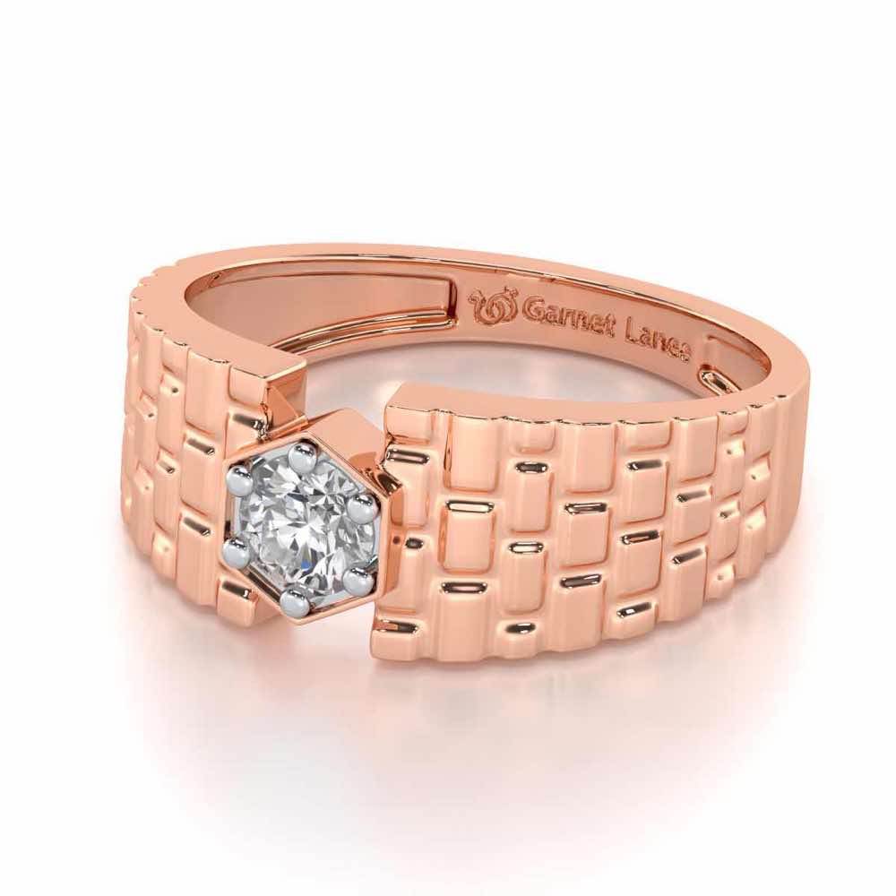 Midnight Blaze Solitaire Ring For Men - Rose Gold - Image 3