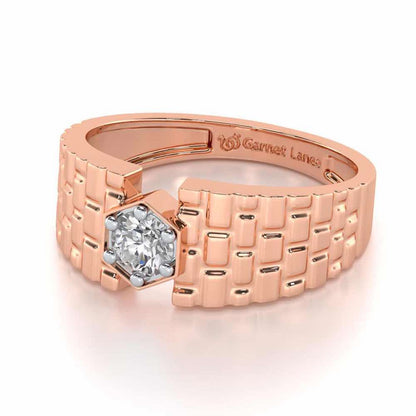 Midnight Blaze Solitaire Ring For Men - Rose Gold - Image 3