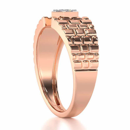 Midnight Blaze Solitaire Ring For Men - Rose Gold - Image 4
