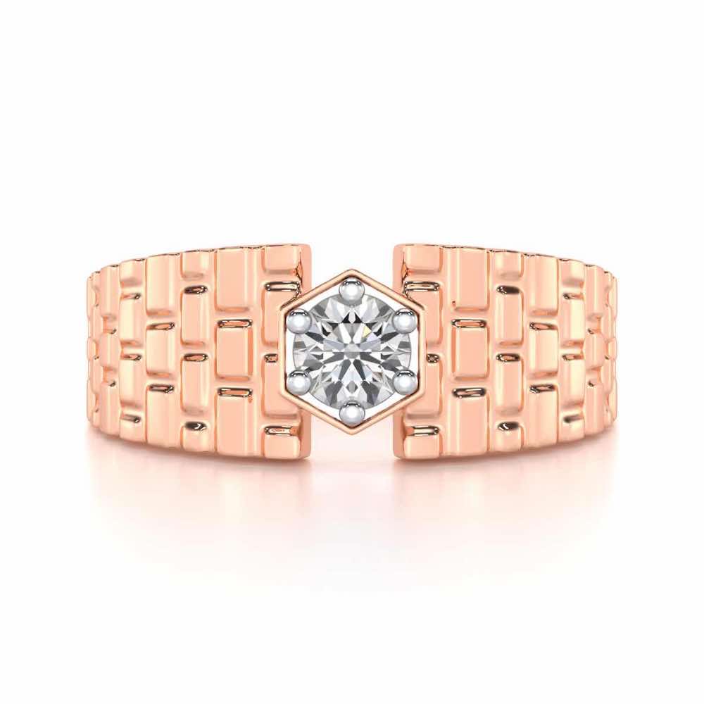 Midnight Blaze Solitaire Ring For Men - Rose Gold - Image 5