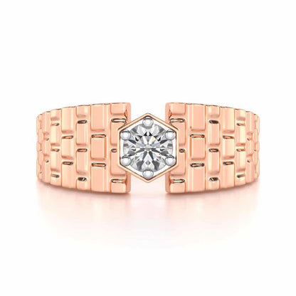 Midnight Blaze Solitaire Ring For Men - Rose Gold - Image 5
