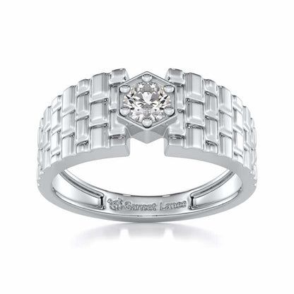 Midnight Blaze Solitaire Ring For Men - White Gold - Image 2