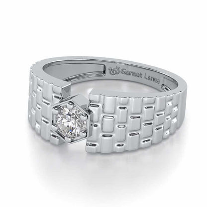 Midnight Blaze Solitaire Ring For Men - White Gold - Image 3