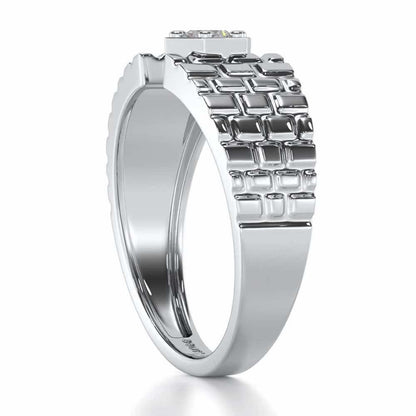 Midnight Blaze Solitaire Ring For Men - White Gold - Image 4