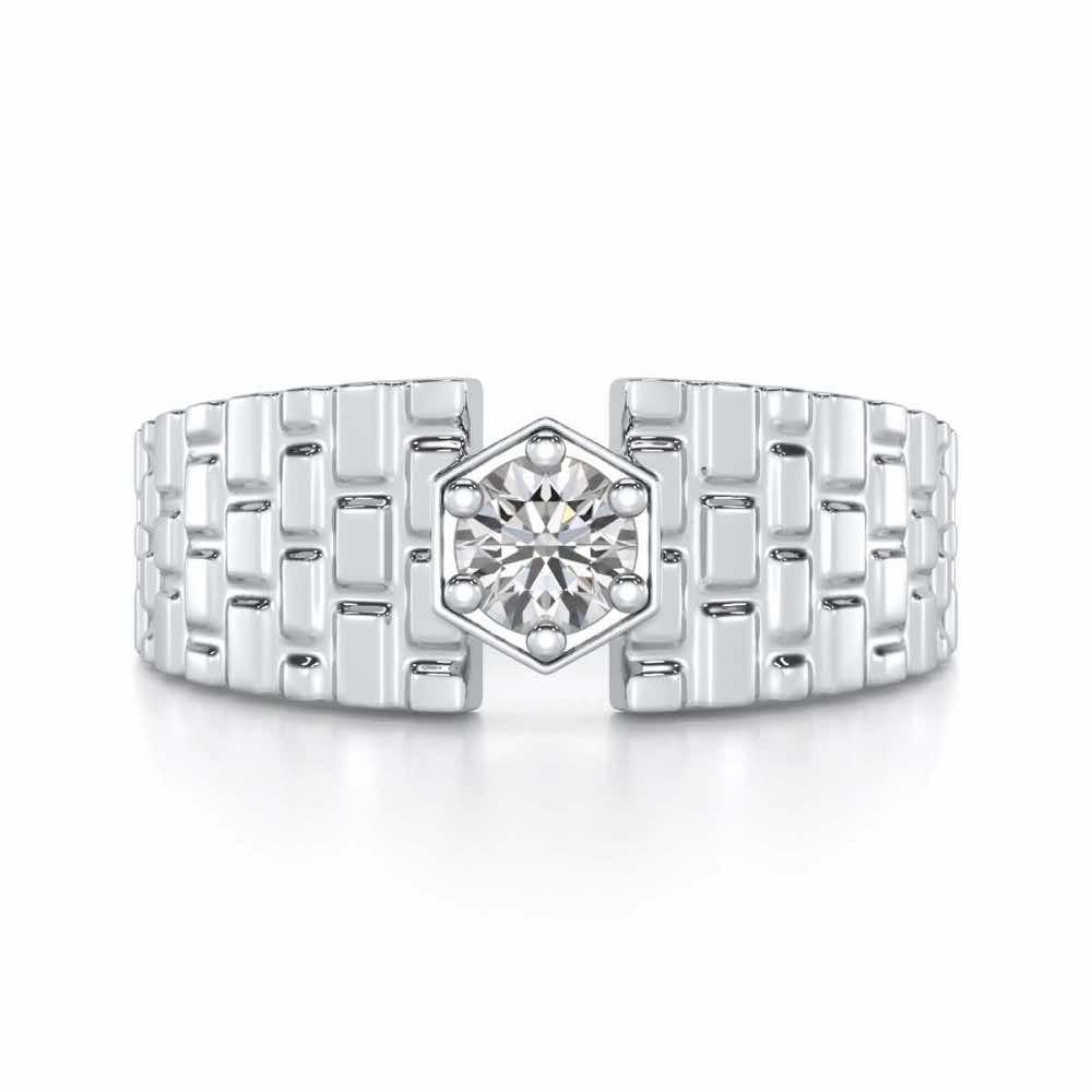 Midnight Blaze Solitaire Ring For Men - White Gold - Image 5