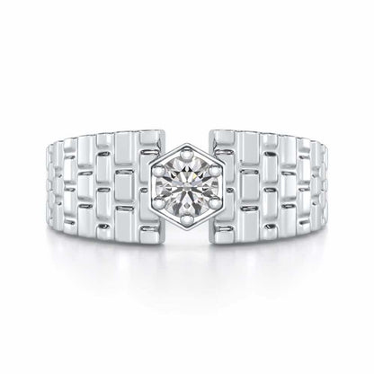 Midnight Blaze Solitaire Ring For Men - White Gold - Image 5