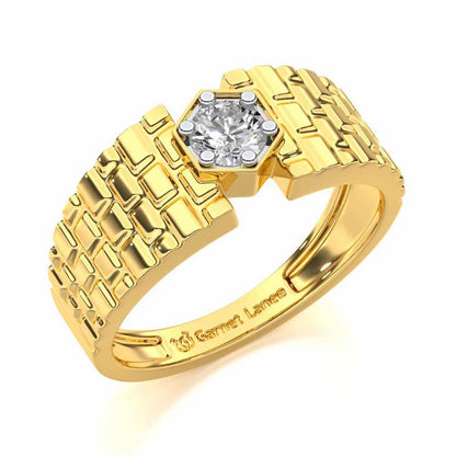 Midnight Blaze Solitaire Ring For Men - Yellow Gold - Image 1