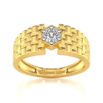 Midnight Blaze Solitaire Ring For Men - Yellow Gold - Image 2