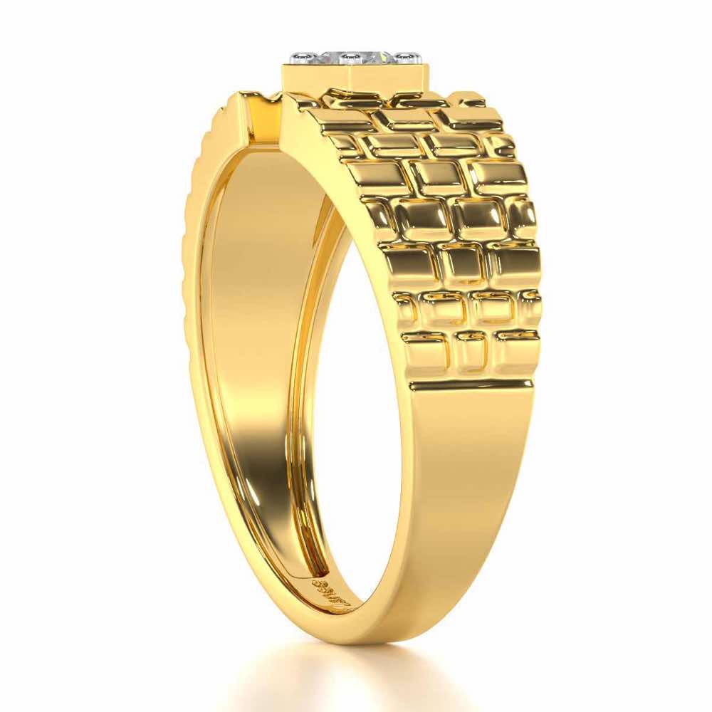 Midnight Blaze Solitaire Ring For Men - Yellow Gold - Image 4