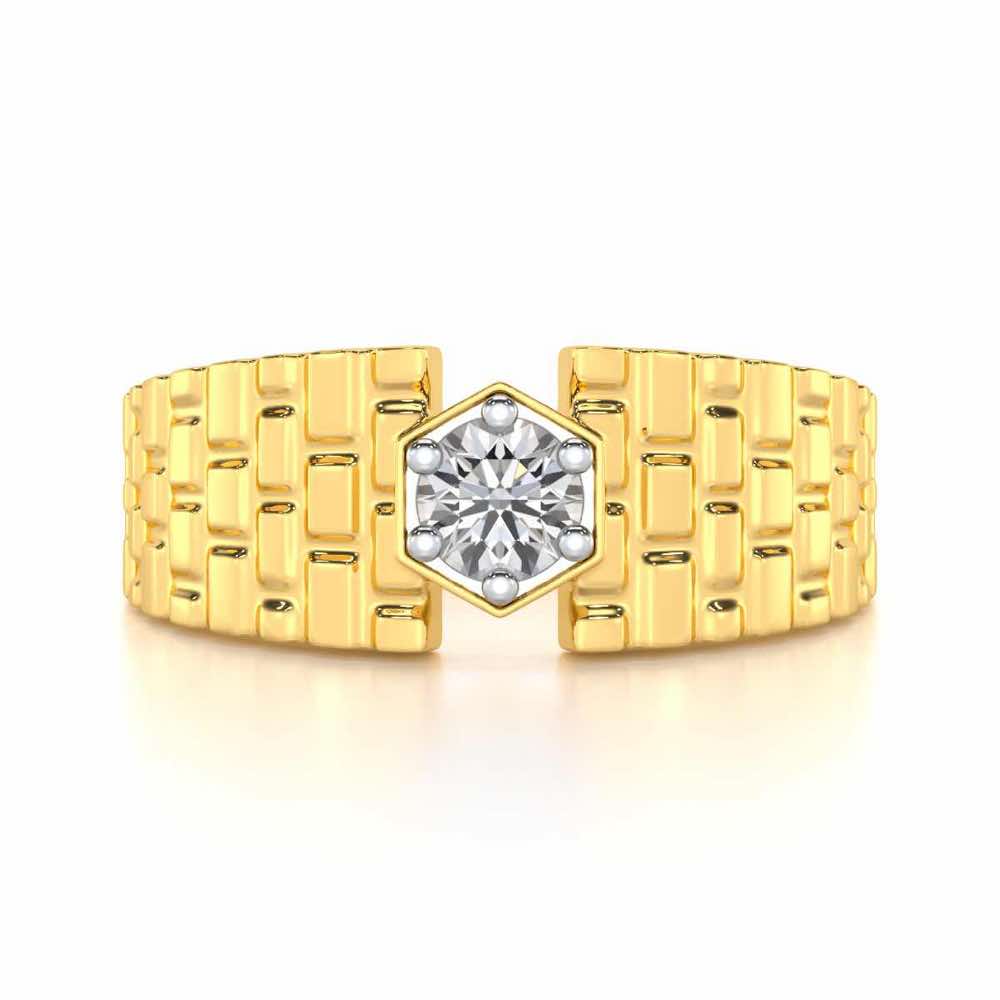 Midnight Blaze Solitaire Ring For Men - Yellow Gold - Image 5