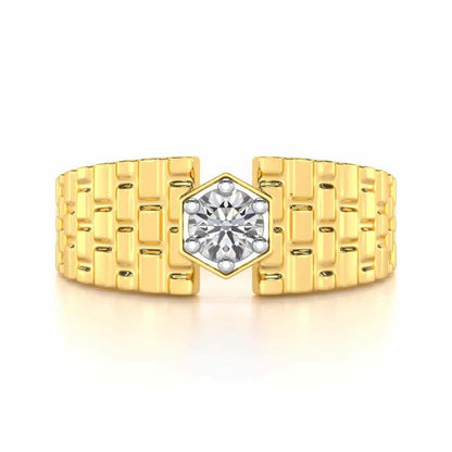 Midnight Blaze Solitaire Ring For Men - Yellow Gold - Image 5