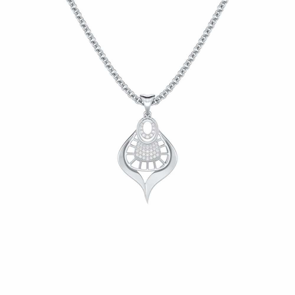 Milan Leela Silver Pendant - White Gold - Image 1