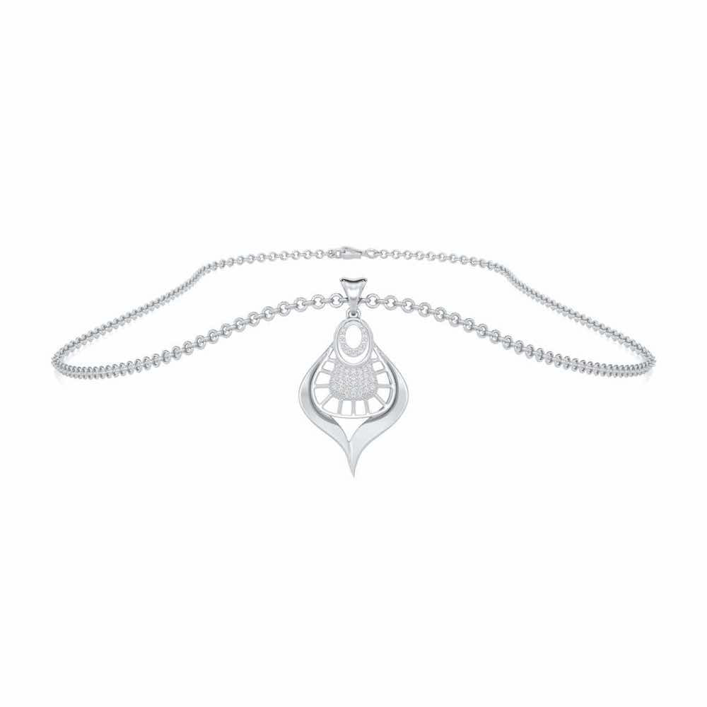 Milan Leela Silver Pendant - White Gold - Image 3