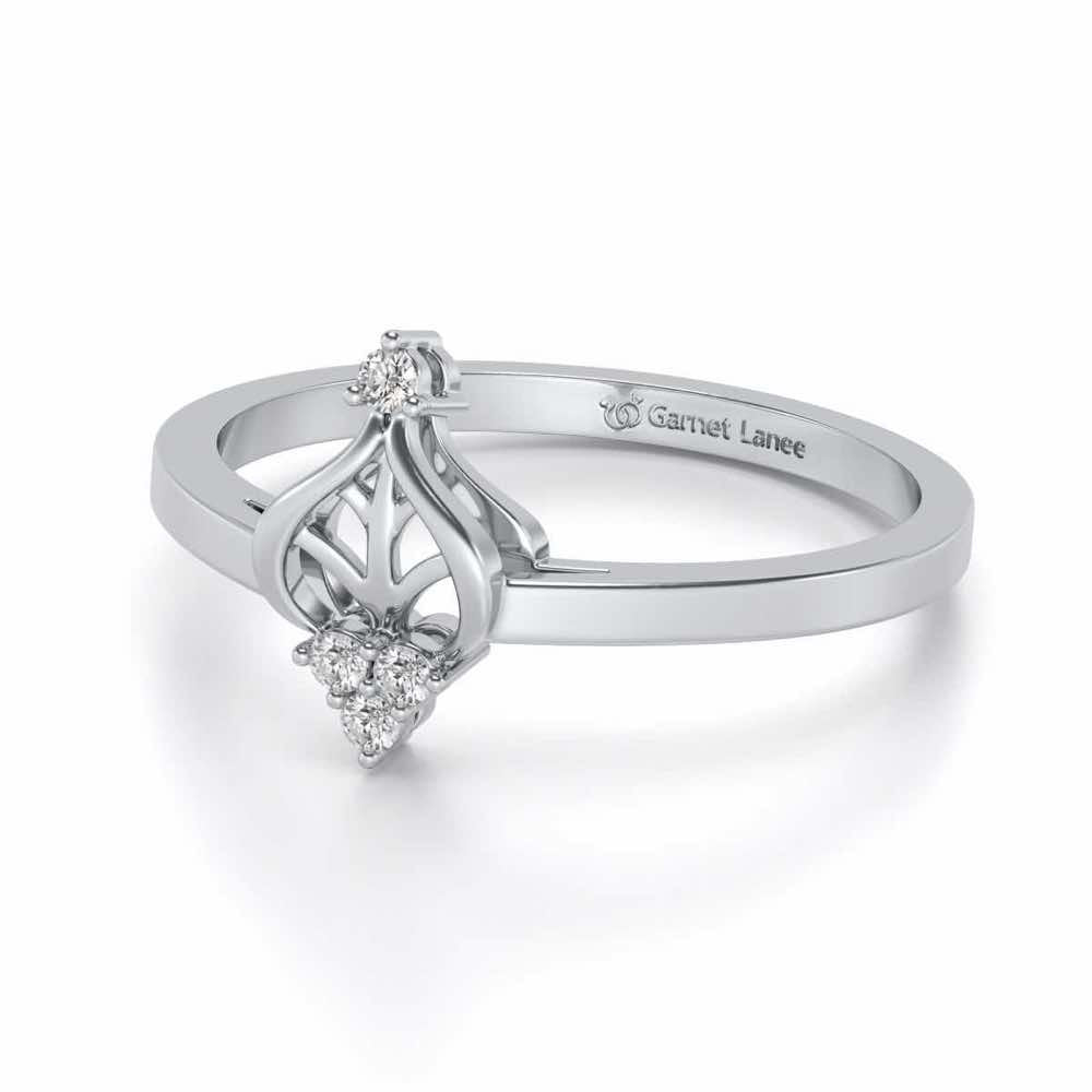 Mini Crown Silver Ring - White Gold - Image 2