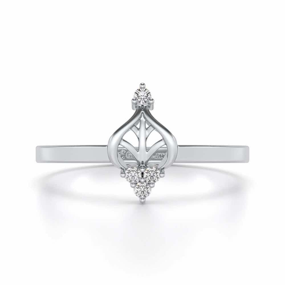 Mini Crown Silver Ring - White Gold - Image 4