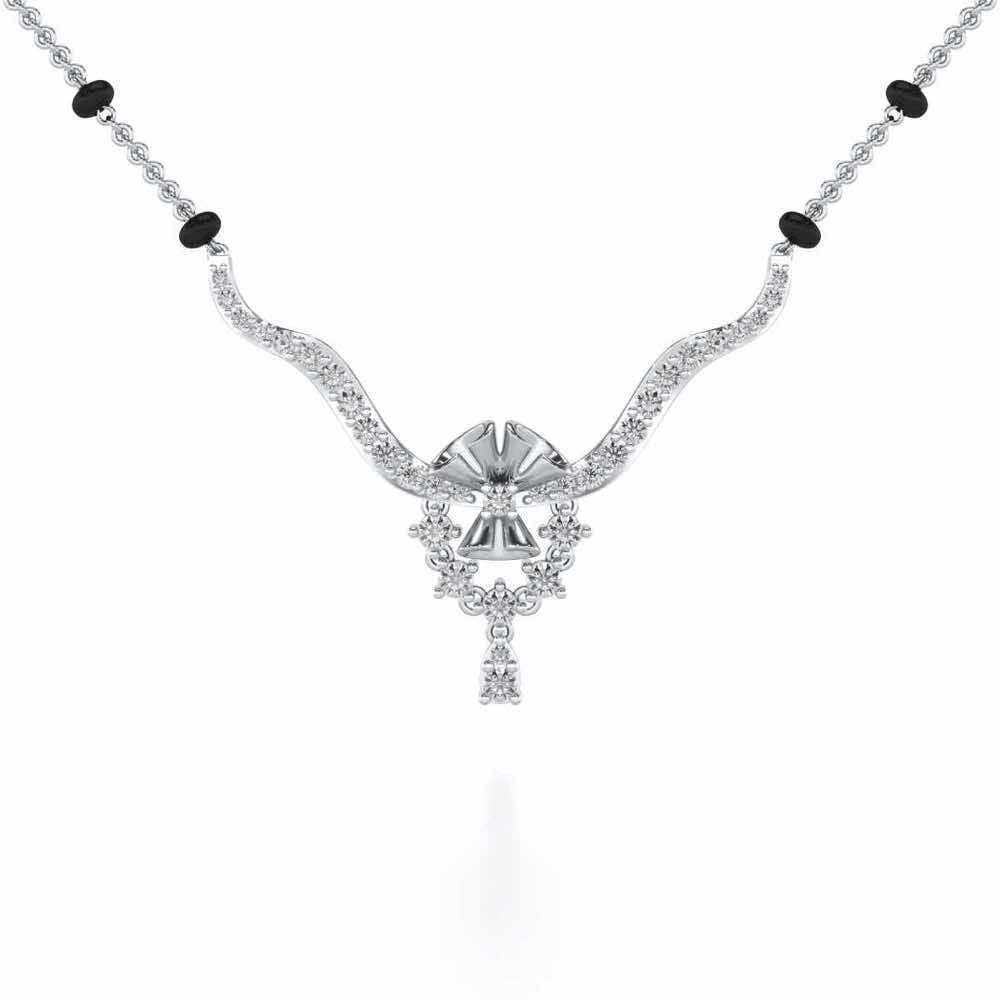 Mint Flora Silver Mangalsutra - White Gold - Image 1