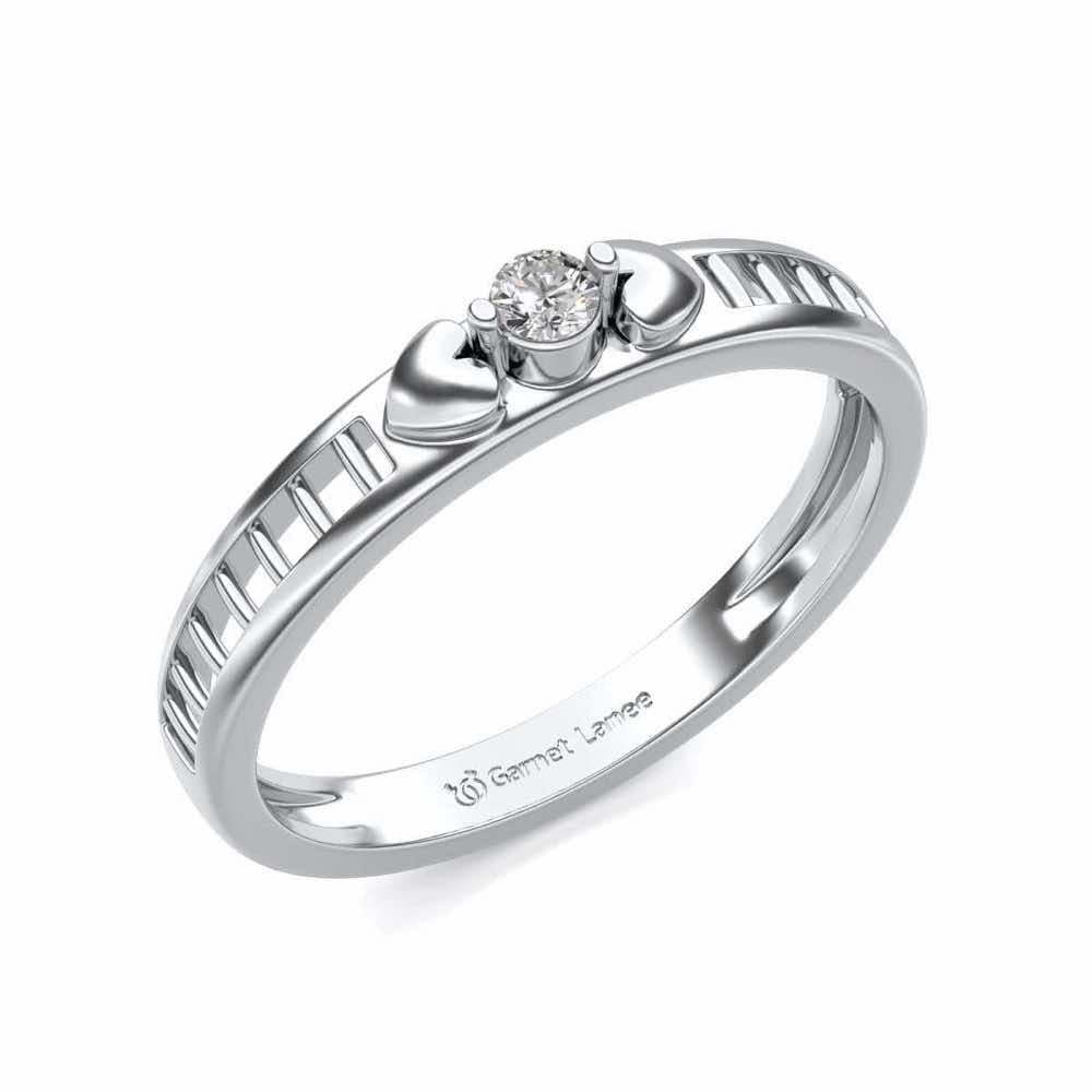 Miracle Solitaire Silver Ring - White Gold - Image 1