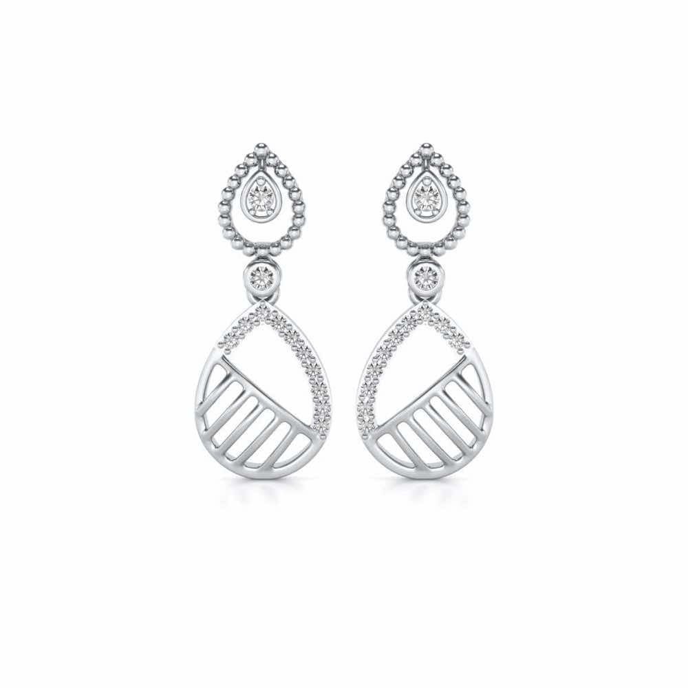 Misty Droplets Drop Earrings - White Gold - Image 1