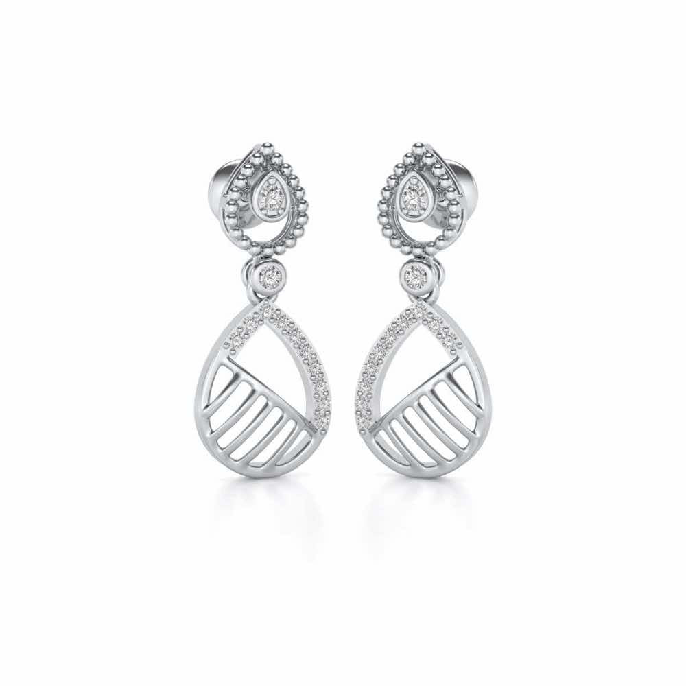 Misty Droplets Drop Earrings - White Gold - Image 2
