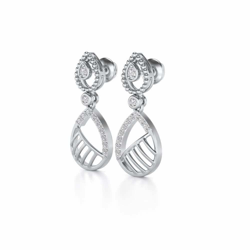 Misty Droplets Drop Earrings - White Gold - Image 3